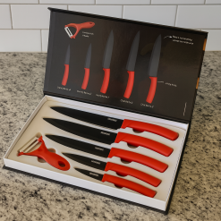 Jogo de Facas 6 peças - Vermelho c/ Preto