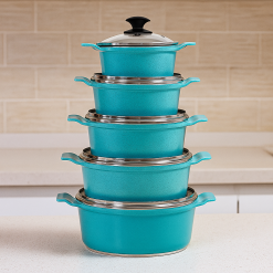 Conjunto de Panelas com Revestimento em Cerâmica - Aluferro - Azul