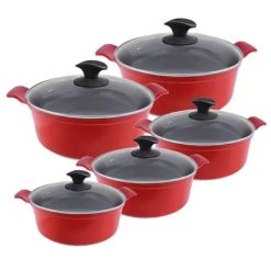 Conjunto de Panelas com Revestimento em Cerâmica – Aluferro - Vermelho