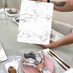 Kit Mesa Posta - Sousplast Para Pratos e Porta Copos - Marmorizado