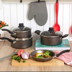 Conjunto De Panelas Santiago Preto 5 Peças - Antiaderente