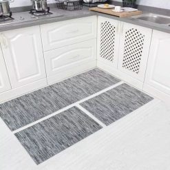 Jogo Tapete p/ cozinha 3 peças Antiderrapante – Milena Cinza