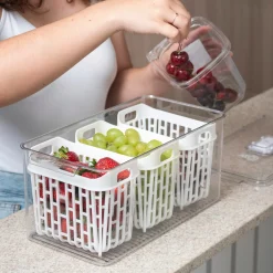 Organizador de geladeira 6L c/ 3 cestos - Linha Dry